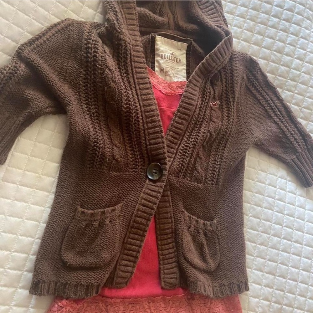 EXTREMELY RARE Twilight Y2K Hollister Bella Swan Brown Baby Doll Cardigan